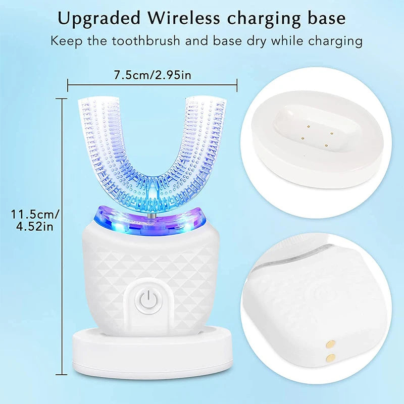 Automatic U-Shaped Electric Toothbrush, Rechargeable Wireless Silicone Bristles, Portable Cleaning, High-Quality Automatic Toothbrush