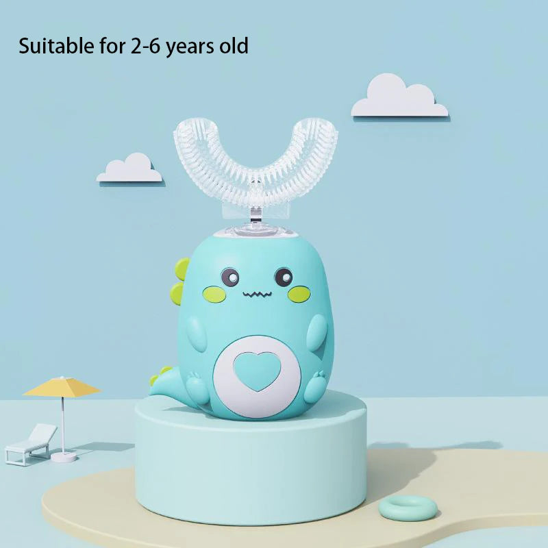 U-Shaped Electric Toothbrush for Kids, Smart Silicone Toothbrush for Kids, Automatic Sonic Toothbrush, Leuven Cartoon, 360°