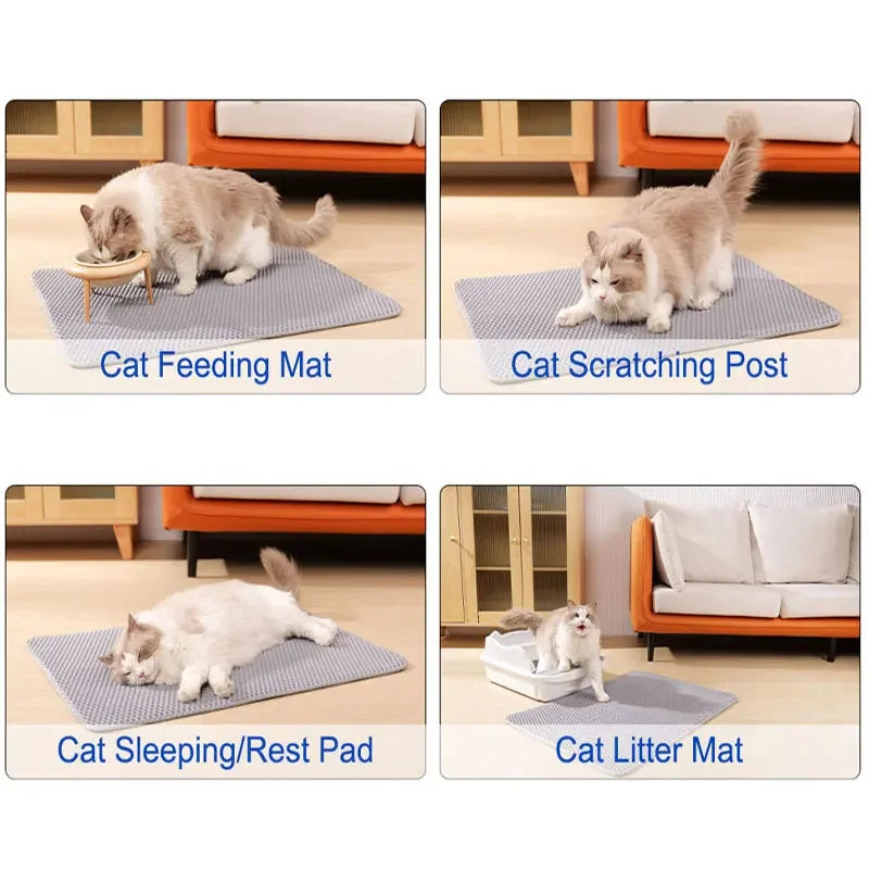 Non-Slip Cat Litter Mat – Large Double Layer, Waterproof and Wear-Resistant