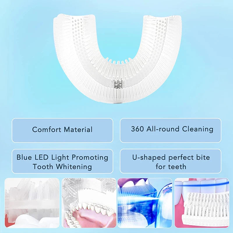 Automatic U-Shaped Electric Toothbrush, Rechargeable Wireless Silicone Bristles, Portable Cleaning, High-Quality Automatic Toothbrush