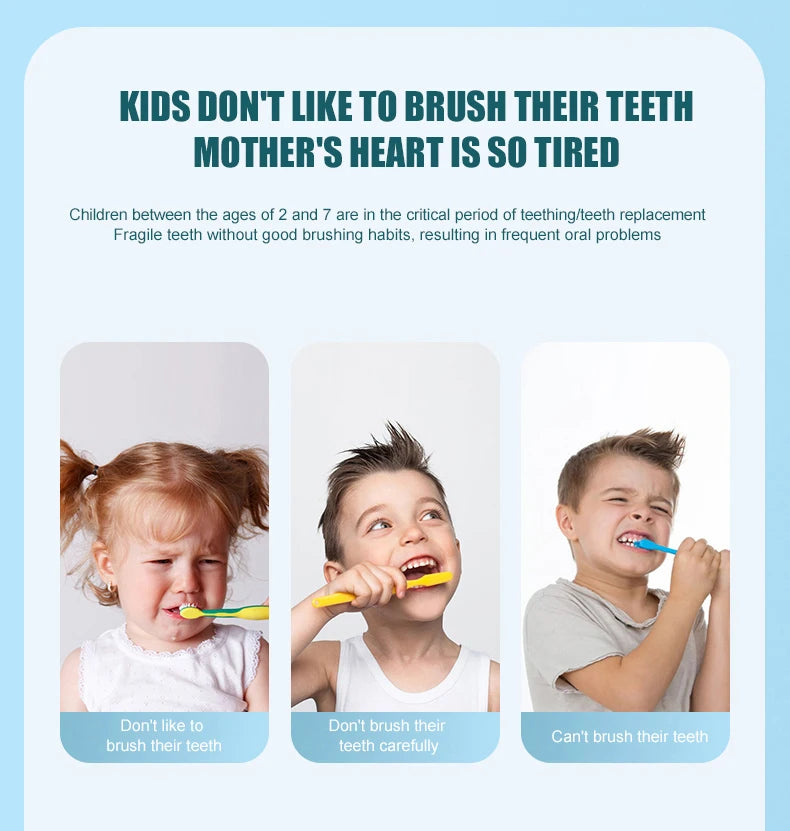 U-Shaped Electric Toothbrush for Kids, Smart Silicone Toothbrush for Kids, Automatic Sonic Toothbrush, Leuven Cartoon, 360°