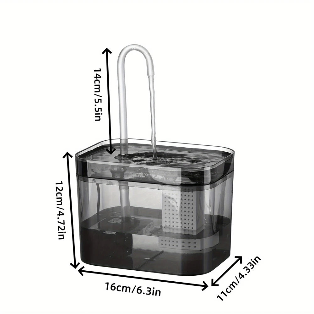 Cat Water Fountain – Silent USB Automatic Dispenser with Filter, 1.5 L, Black Transparent