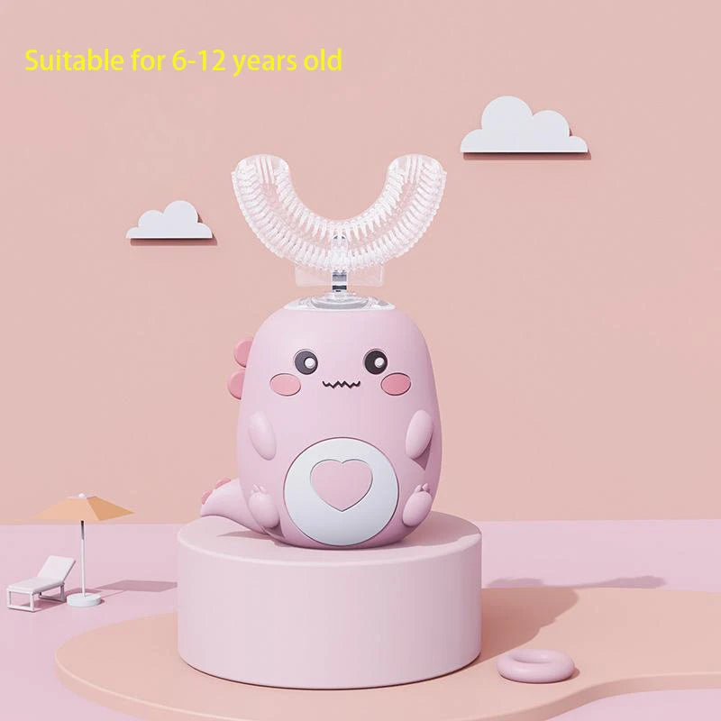 U-Shaped Electric Toothbrush for Kids, Smart Silicone Toothbrush for Kids, Automatic Sonic Toothbrush, Leuven Cartoon, 360°