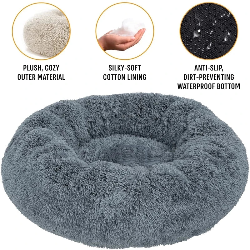 Round Pet Bed – Cozy and Warm Plush Sofa for Dogs and Cats, All Sizes