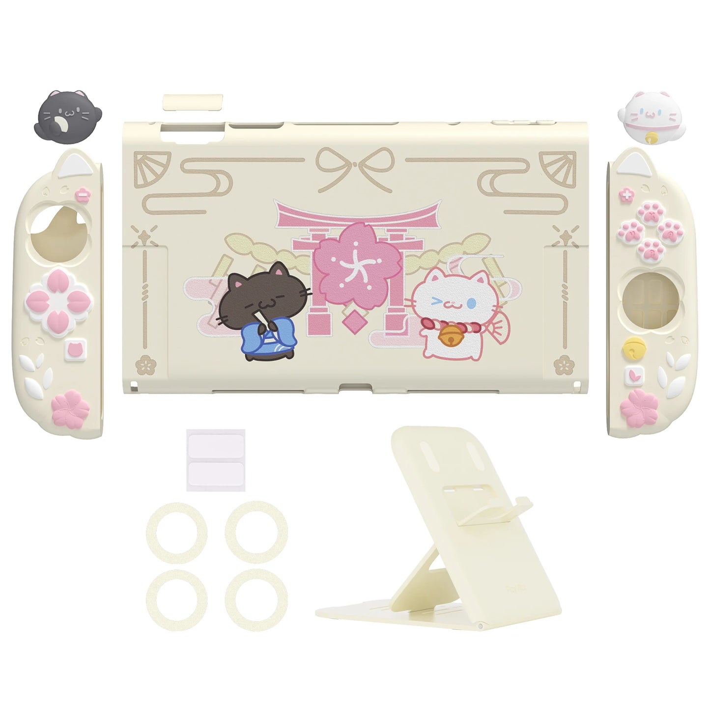 PlayVital Cherry Blossom Kitten™ – Custodia rosa adorabile con maniglie in silicone per Nintendo Switch 2 | Protezione e stile kawaii giapponese 🌸🐱
