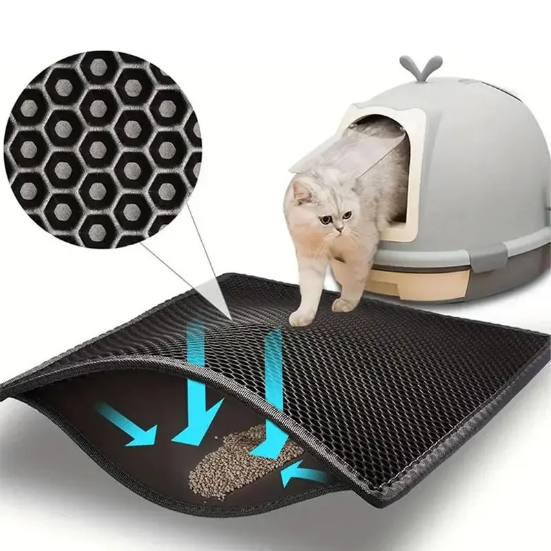 Non-Slip Cat Litter Mat – Large Double Layer, Waterproof and Wear-Resistant