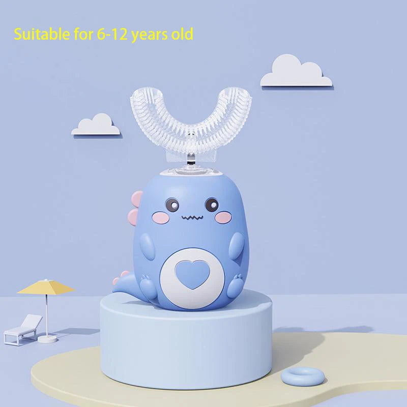 U-Shaped Electric Toothbrush for Kids, Smart Silicone Toothbrush for Kids, Automatic Sonic Toothbrush, Leuven Cartoon, 360°