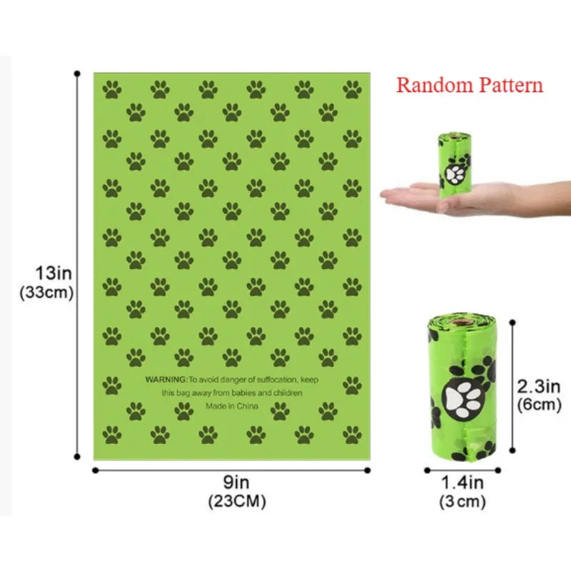 Thick Dog Poop Bags – 8 or 16 Rolls, Leak-Proof, for Walks and Outdoor Use, Random Green Pattern