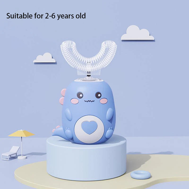U-Shaped Electric Toothbrush for Kids, Smart Silicone Toothbrush for Kids, Automatic Sonic Toothbrush, Leuven Cartoon, 360°
