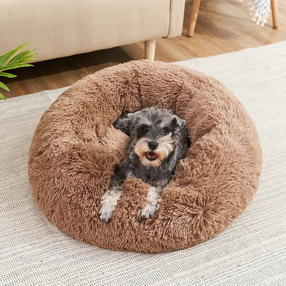 Round Pet Bed – Cozy and Warm Plush Sofa for Dogs and Cats, All Sizes