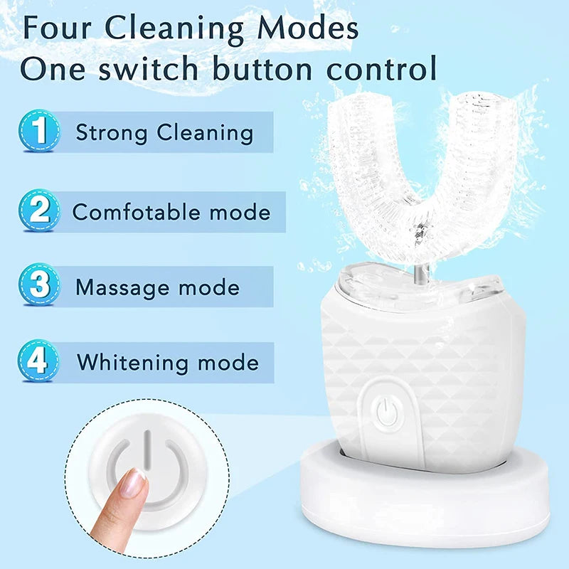 Automatic U-Shaped Electric Toothbrush, Rechargeable Wireless Silicone Bristles, Portable Cleaning, High-Quality Automatic Toothbrush
