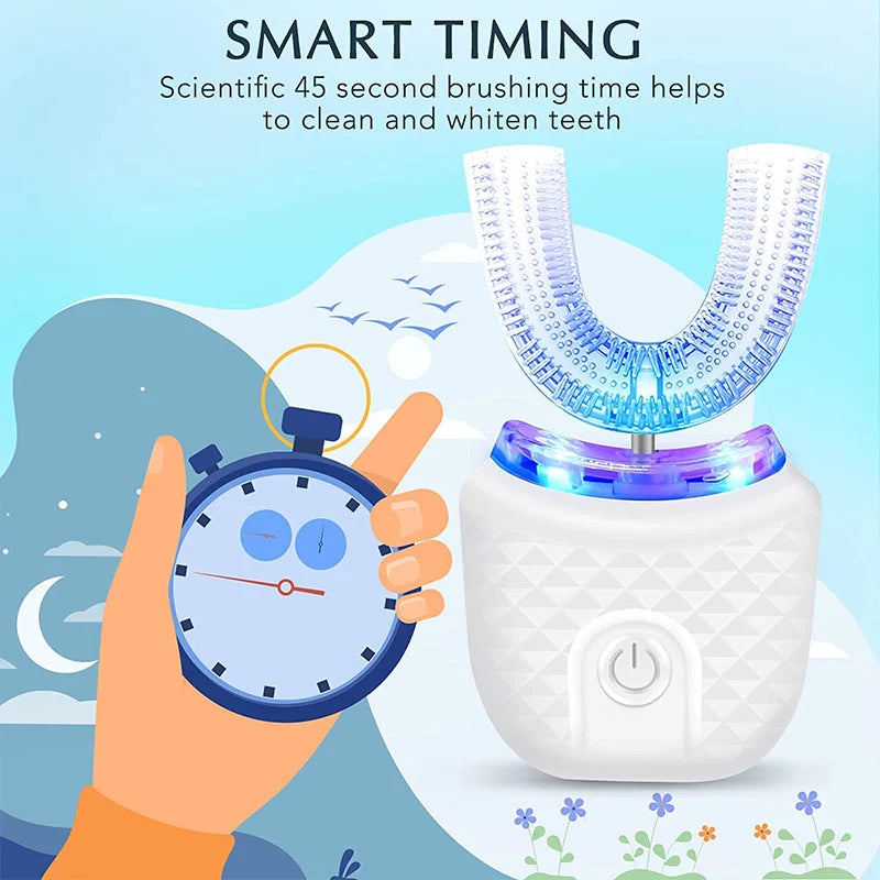 Automatic U-Shaped Electric Toothbrush, Rechargeable Wireless Silicone Bristles, Portable Cleaning, High-Quality Automatic Toothbrush