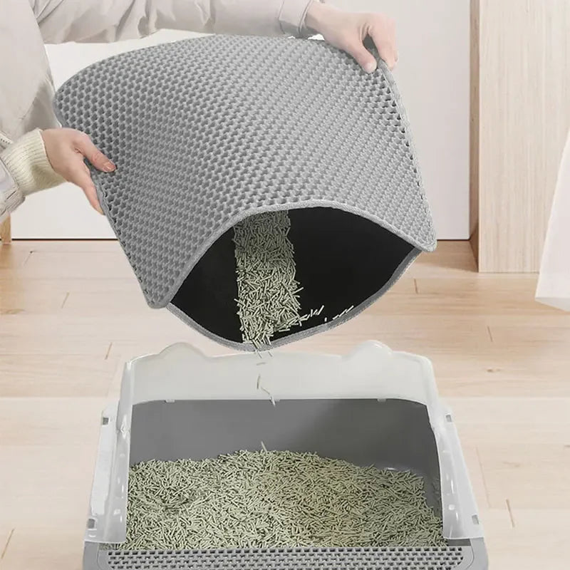 Non-Slip Cat Litter Mat – Large Double Layer, Waterproof and Wear-Resistant