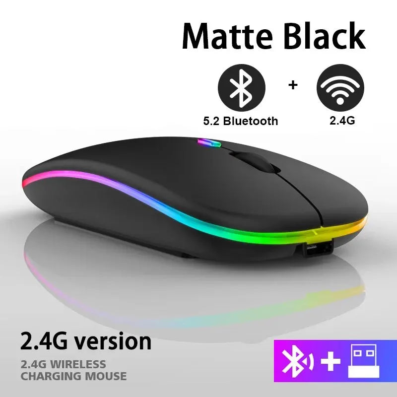 Mouse da gaming Bluetooth wireless RGB – Ergonomico & ricaricabile per PC e laptop