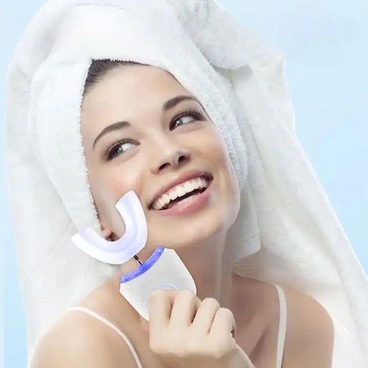 Spazzolino da denti elettrico automatico a forma di U, setole in silicone ricaricabili senza fili, pulizia portatile, spazzolino automatico di alta qualità