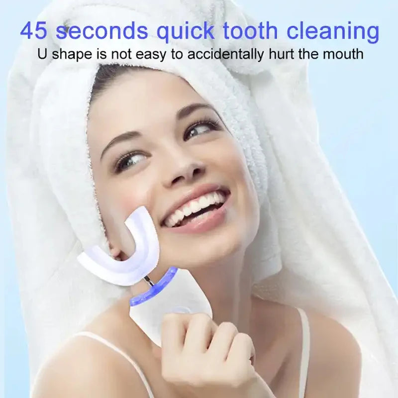 Automatic U-Shaped Electric Toothbrush, Rechargeable Wireless Silicone Bristles, Portable Cleaning, High-Quality Automatic Toothbrush