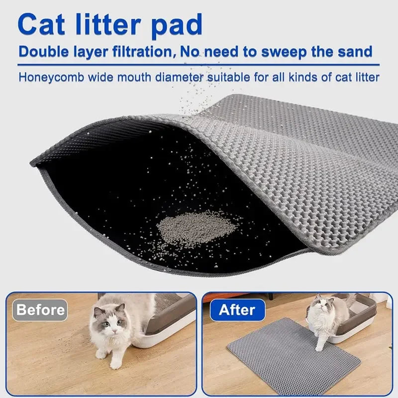 Non-Slip Cat Litter Mat – Large Double Layer, Waterproof and Wear-Resistant