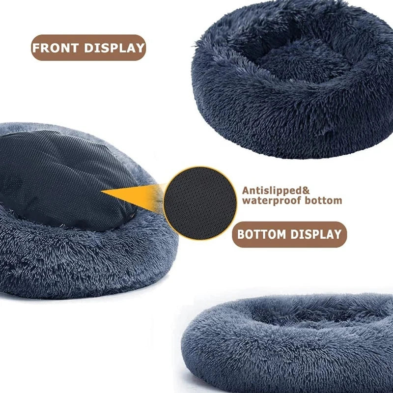 Round Pet Bed – Cozy and Warm Plush Sofa for Dogs and Cats, All Sizes