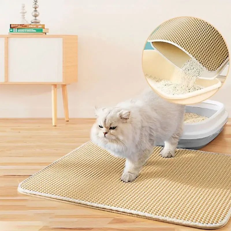 Non-Slip Cat Litter Mat – Large Double Layer, Waterproof and Wear-Resistant