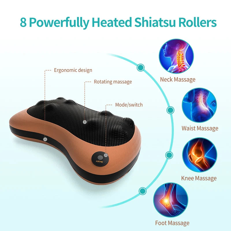 Shiatsu Neck & Back Massager Pillow with Heat – Home & Car Use
