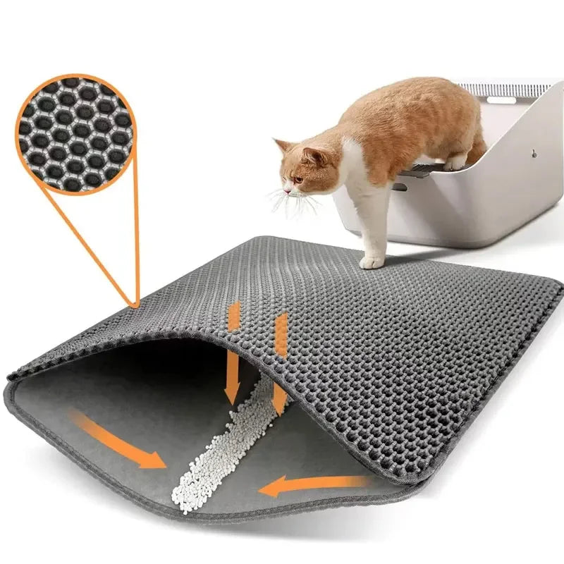 Non-Slip Cat Litter Mat – Large Double Layer, Waterproof and Wear-Resistant