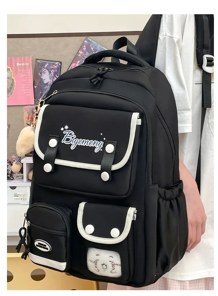 Zaino multi-tasche unisex con bambola – Ideale per liceali, studenti e bambini – Stile, moda e comfort