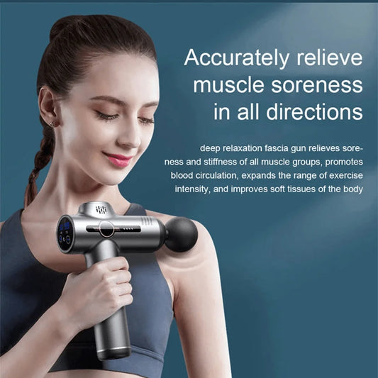PAQIN Portable Massage Gun – Vibrations for Fascia, Body, Neck and Back, Deep Muscle Relaxation, Fitness, Slimming with 4 Interchangeable Heads