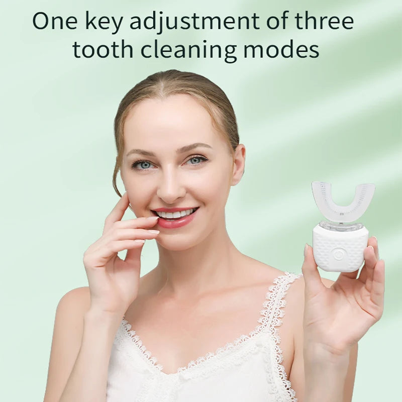 Automatic U-Shaped Electric Toothbrush, Rechargeable Wireless Silicone Bristles, Portable Cleaning, High-Quality Automatic Toothbrush