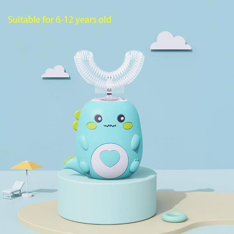 U-Shaped Electric Toothbrush for Kids, Smart Silicone Toothbrush for Kids, Automatic Sonic Toothbrush, Leuven Cartoon, 360°