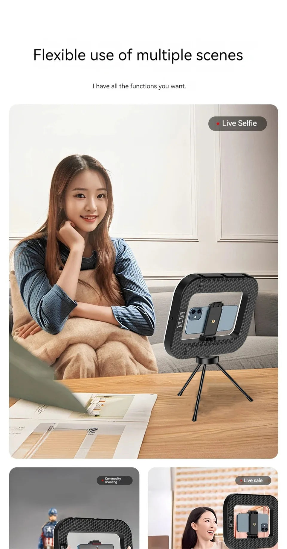 Portable LED Ring – Rechargeable Fill Light for Selfies, Streaming, Photography, and Desk Use