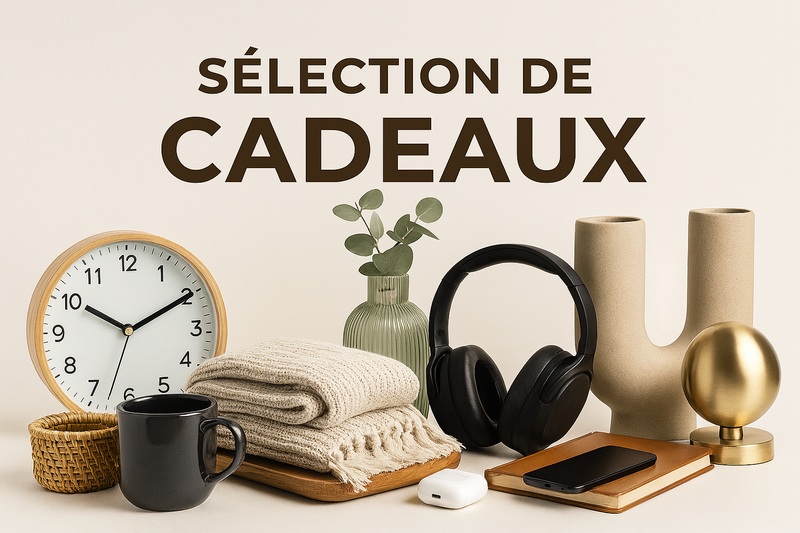 Floraya gift selection: home accessories, high-tech gadgets and decorative objects on a light background