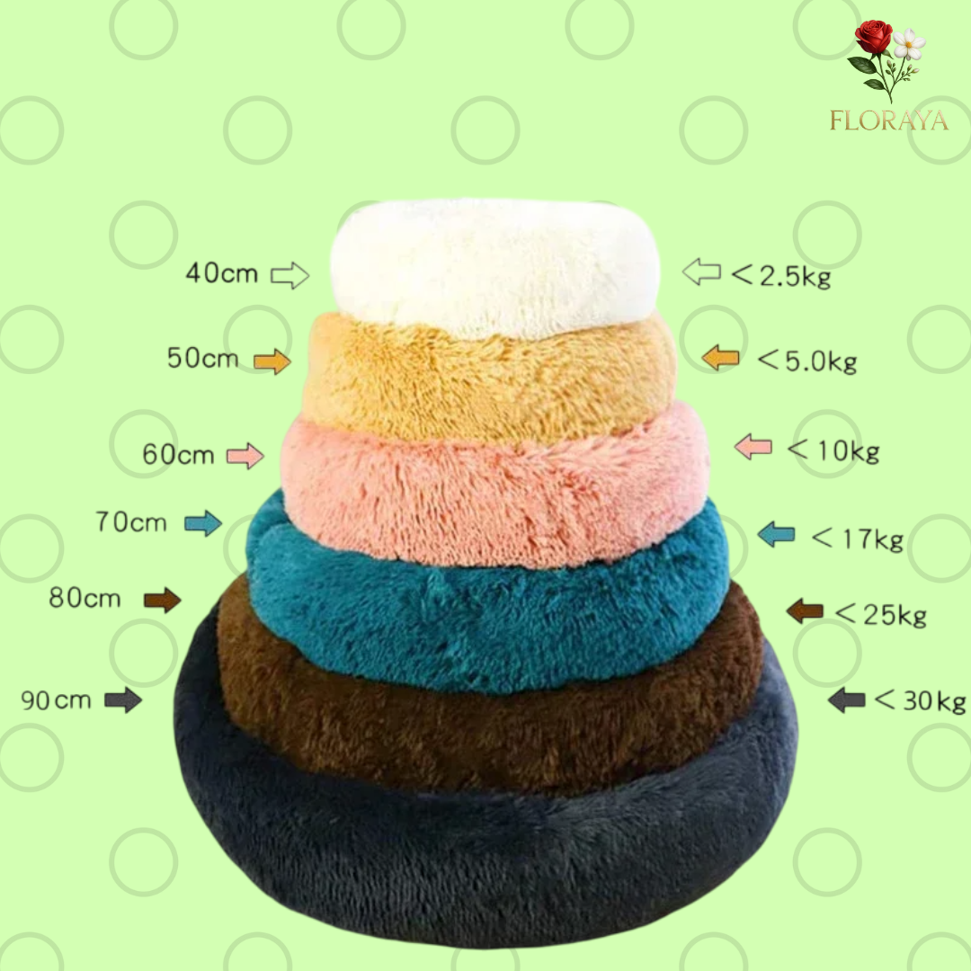 Letto rotondo per animali – divanetto caldo e accogliente in peluche, per cani e gatti, tutte le taglie