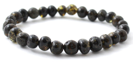 Bracelet Homme Ambre Vert Poli – Élégance Naturelle & Style Authentique