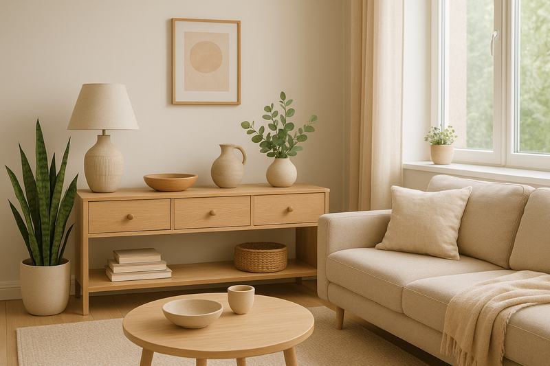 A bright and well-organized interior, with decorative objects and accessories from Floraya for the home.