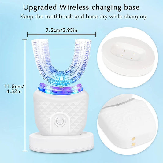 Automatic U-Shaped Electric Toothbrush, Rechargeable Wireless Silicone Bristles, Portable Cleaning, High-Quality Automatic Toothbrush