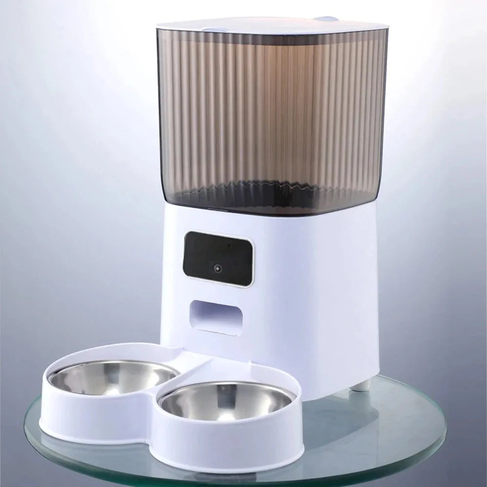 5L Smart Automatic Feeder for Cats and Dogs – Camera, Double Bowl, Dry Food Dispenser with Voice and Video Recording