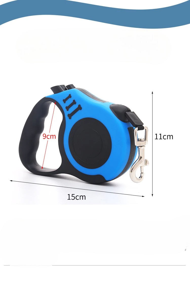 Guinzaglio retrattile per cani – 3 m / 5 m, resistente in nylon, manico comodo, per cani piccoli e medi