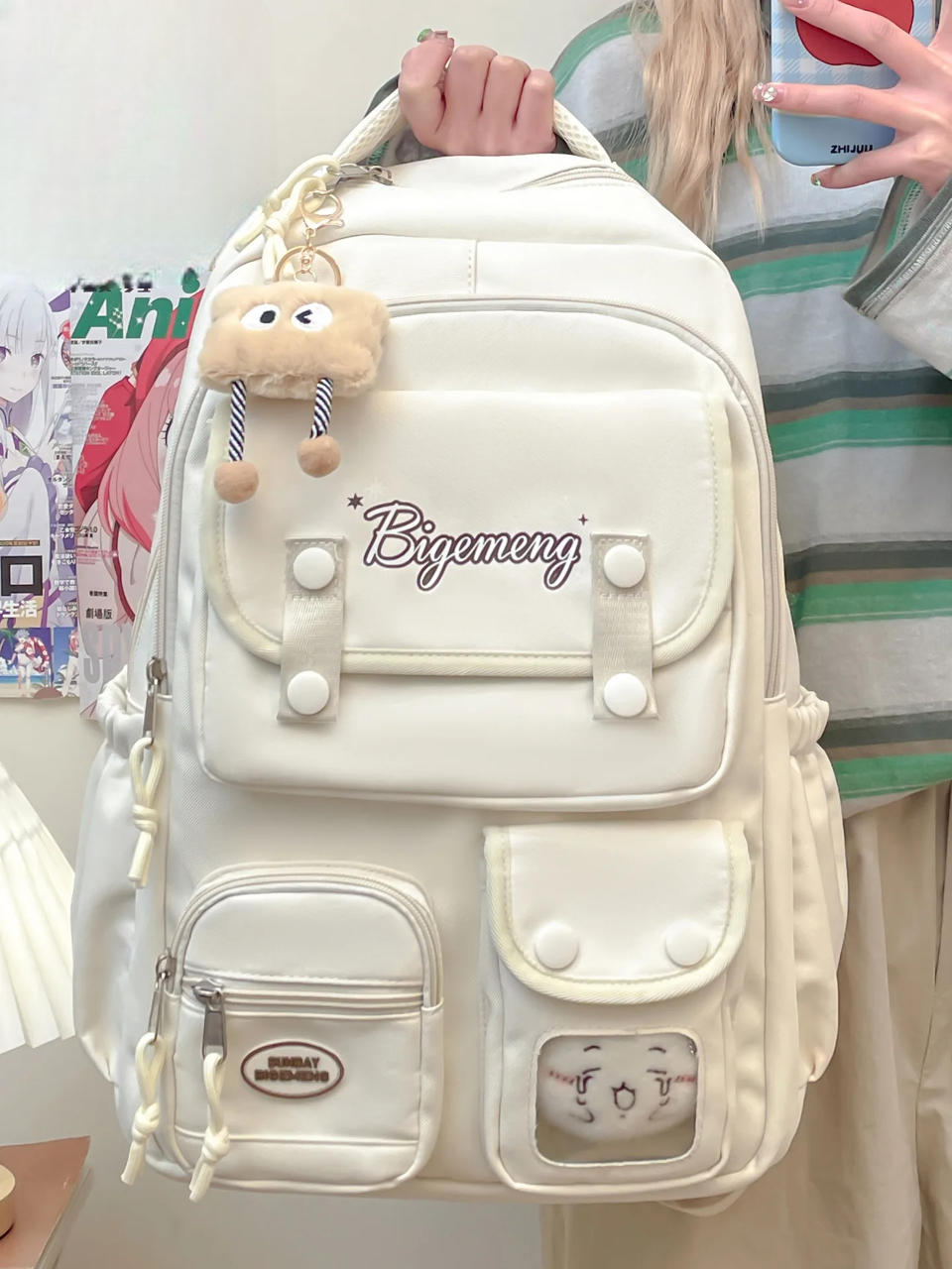 Zaino multi-tasche unisex con bambola – Ideale per liceali, studenti e bambini – Stile, moda e comfort