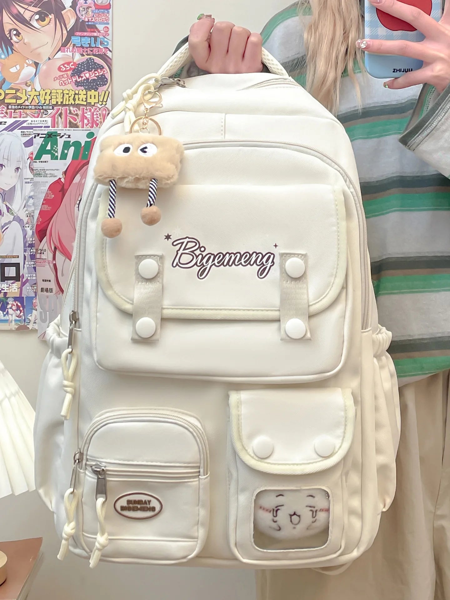 Unisex Multi-Pocket Backpack with Doll – Perfect for High School, College Students, and Kids – Stylish & Comfortable
