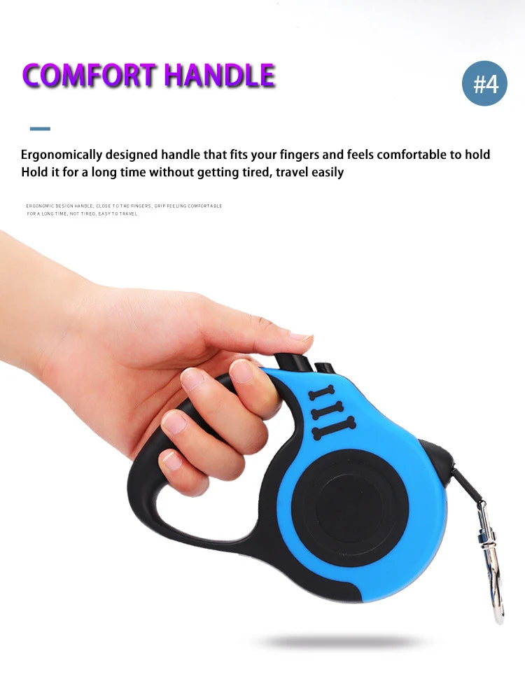 Retractable Dog Leash – 3 m / 5 m, Durable Nylon, Comfortable Handle, for Small and Medium Dogs