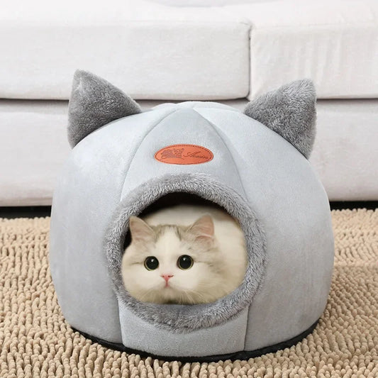 Winter Cat Bed – Cozy and Comfortable Nest with Inner Mat and Cave for Small and Medium Cats