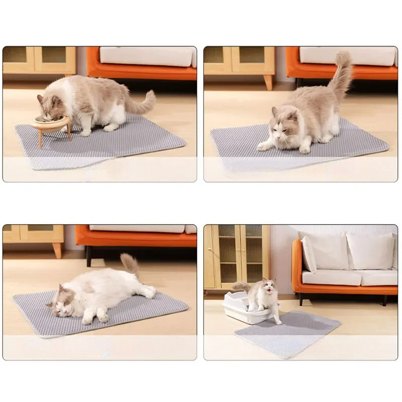 Tappeto per lettiera antiscivolo per gatti – doppio strato grande, impermeabile e resistente all’usura