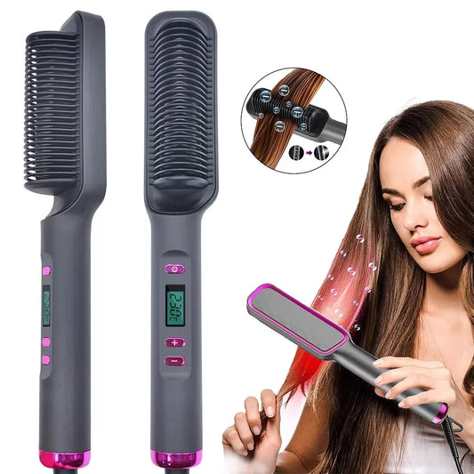 Multifunctional heated electric comb – Hair straightener, negative ion, anti-scald, fast straightening brush