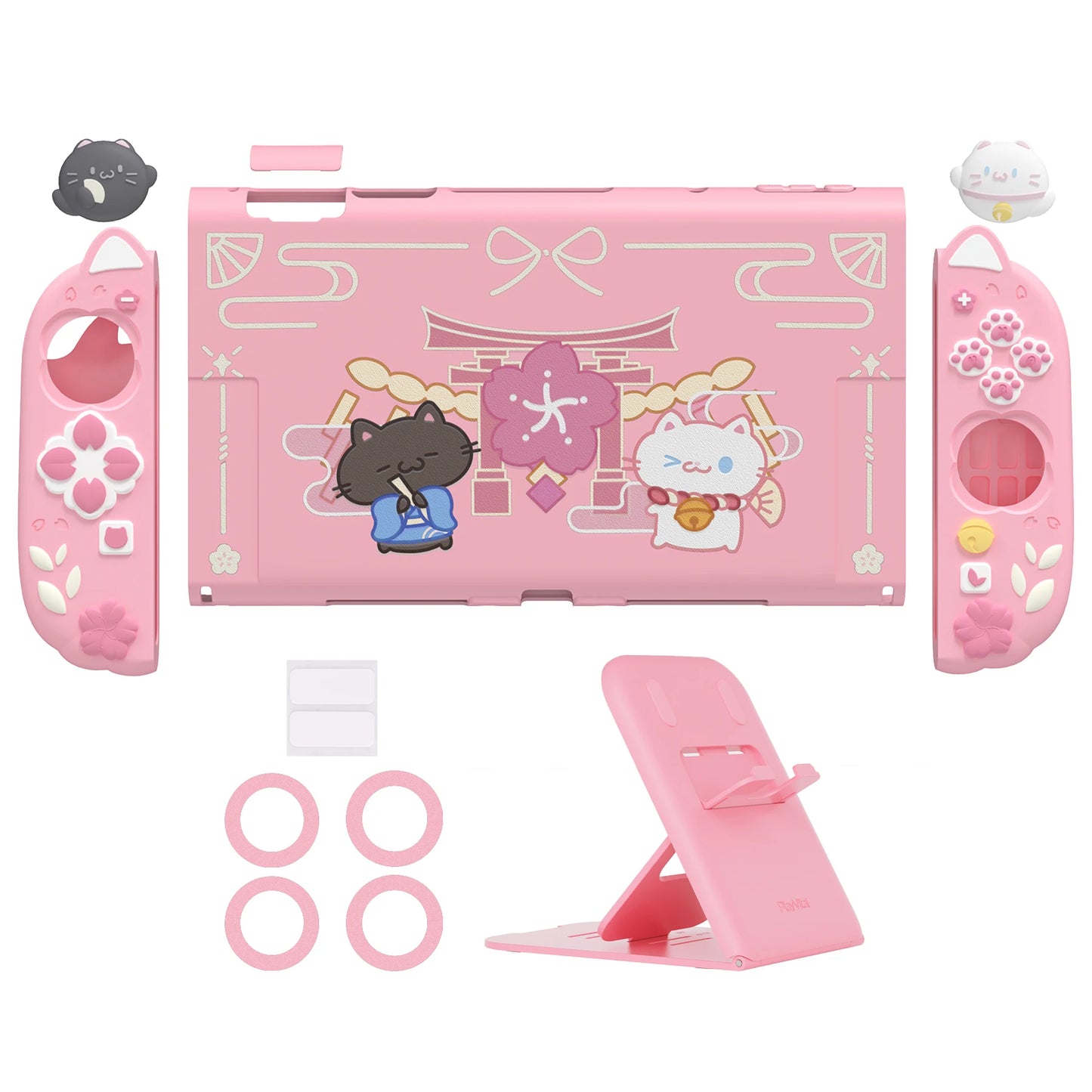 PlayVital Cherry Blossom Kitten™ – Custodia rosa adorabile con maniglie in silicone per Nintendo Switch 2 | Protezione e stile kawaii giapponese 🌸🐱