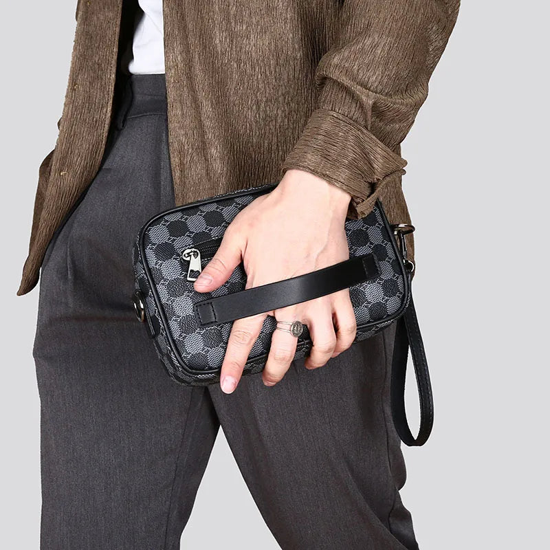 PU Leather Waist Bag for Men – Business Shoulder Strap, Travel Organizer & Phone Pouch