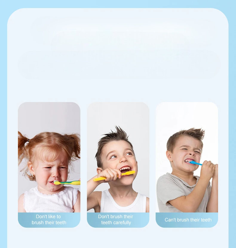 Spazzolino elettrico a forma di U per bambini, spazzolino intelligente in silicone, spazzolino sonico automatico, Leuven Cartoon, 360°