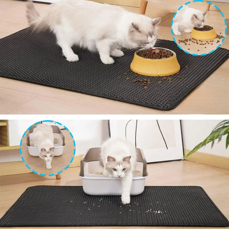 Tappeto per lettiera antiscivolo per gatti – doppio strato grande, impermeabile e resistente all’usura
