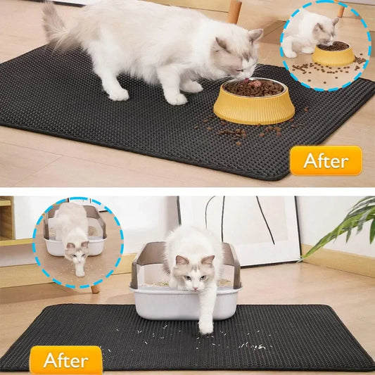 Non-Slip Cat Litter Mat – Large Double Layer, Waterproof and Wear-Resistant