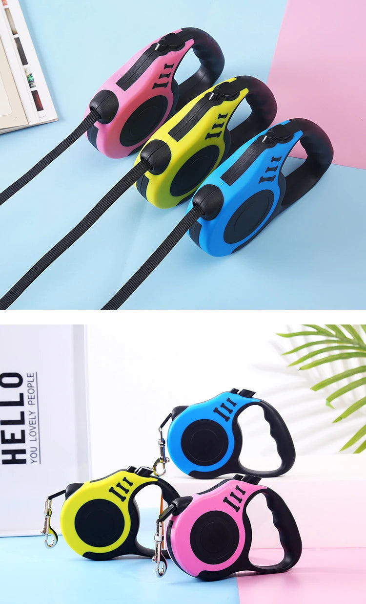 Retractable Dog Leash – 3 m / 5 m, Durable Nylon, Comfortable Handle, for Small and Medium Dogs