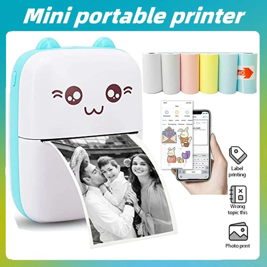 Portable Mini Thermal Printer – Bluetooth, Inkless, Photo & Label Printing (iOS/Android, 58mm)